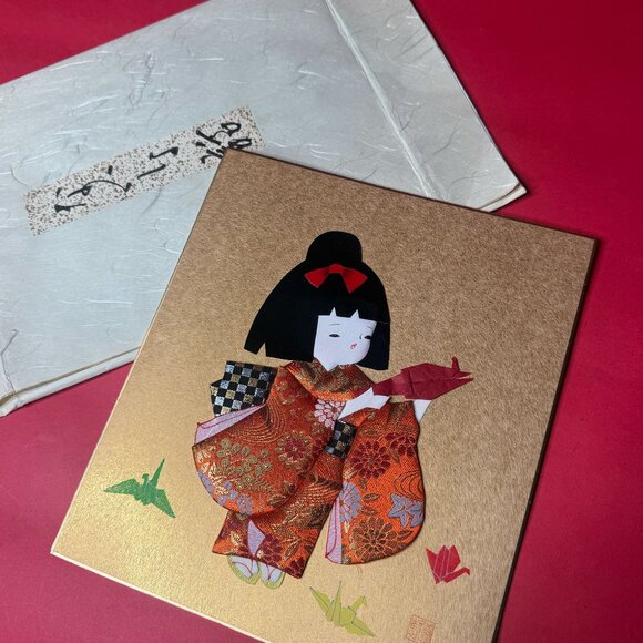 Handcrafted Japanese Kimono Art Gift Set – Vintage Washi Paper + Brocade Fabric - Picture 6 of 12